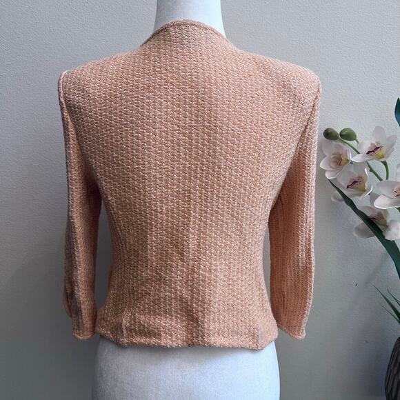 St. John Knits Hemp Fitted Blazer Jacket Mandarin Orange Size 6 MSRP $1295 - Picture 2 of 9